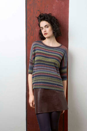 Strickset Kurzarm Pullover Lang Yarns NOVENA COLOR mit Anleitung in garnwelt-Box
