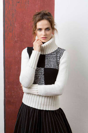 Strickset Rollkragenpullover Lang Yarns MERINO  mit Anleitung in garnwelt-Box S