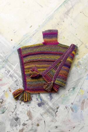 Strickset Poncho Lang Yarns WEST / RIGA mit Anleitung in garnwelt-Box