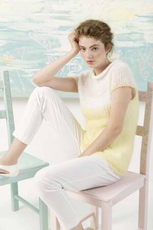 Knitting set Short-sleeved sweater MOHAIR LUXE with knitting instructions in garnwelt box in size S