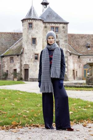 Strickset Schal Lang Yarns MOHAIR TREND / MERINO PERLINE mit Anleitung in garnwelt-Box ca 23 x 194 cm