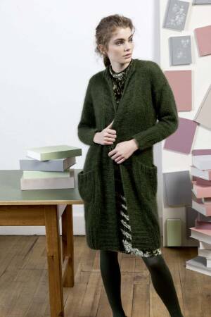Strickset Lange Jacke Lang Yarns MOHAIR TREND mit Anleitung in garnwelt-Box