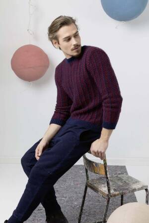 Strickset Herrenpullover Lang Yarns STOCKHOLM mit Anleitung in garnwelt-Box