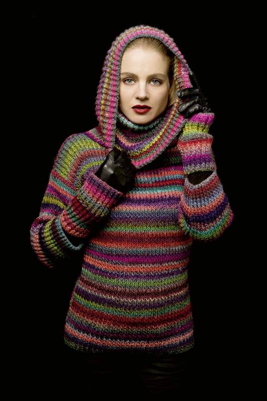 Knitting instructions Pullover with hood 212-05 LANGYARNS MILLE COLORI as download