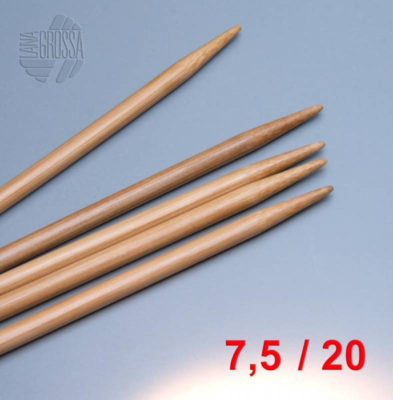 Lana Grossa Nadelspiel / Strumpfstricknadeln Bambus 20cm / 7,5mm - AKTION -