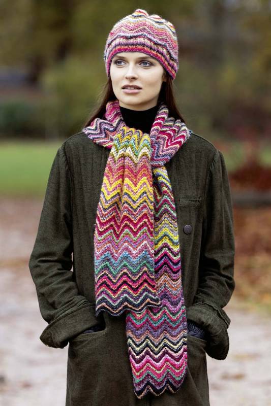 Knitting instructions Zigzag scarf and hat FLY-024 LANGYARNS VIVA as download