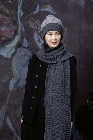 Strickset Schal Lang Yarns MERINO  mit Anleitung in garnwelt-Box ca 31 x 200 cm