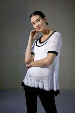 Knitting set Short-sleeved sweater LINO with knitting instructions in garnwelt box in size L