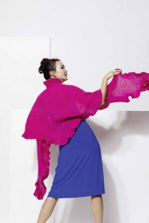 Strickset Dreiecktuch Lang Yarns MOHAIR LUXE mit Anleitung in garnwelt-Box ca 58 x 210 cm