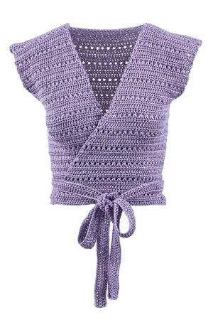Strickset Crocheted top with wrap front WAD WOOLADDICTS SUNSHINE PERFECT PUZZLE mit Anleitung in garnwelt-Box