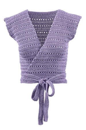Knitting set Crocheted top with wrap front  with knitting instructions in garnwelt box in size M