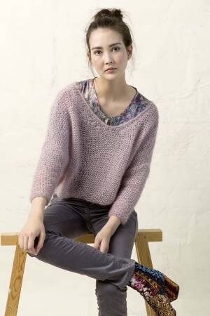 Strickset Pullover Lang Yarns MOHAIR TREND mit Anleitung in garnwelt-Box S-M