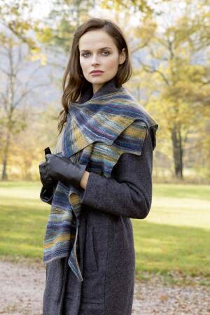 Strickset Drachenschal Lang Yarns DIPINTO mit Anleitung in garnwelt-Box ca 26 x 160 cm