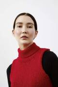 Knitting set Sleeveless polo neck sweater MERINO 120 with...
