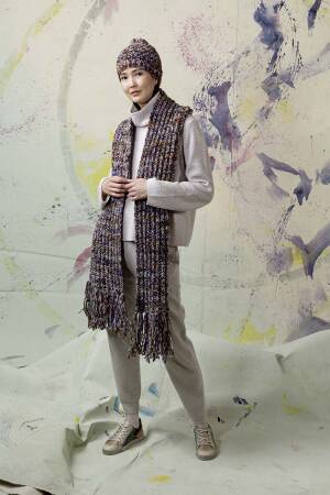 Strickset Schal Lang Yarns LYONEL mit Anleitung in garnwelt-Box ca 23 x 170 cm