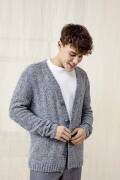 Knitting set Mens cardigan  with knitting instructions in garnwelt box in size S