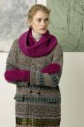 Strickset Rundschal, Fausthandschuhe Lang Yarns LUSSO / MALOU LIGHT / CARA mit Anleitung in garnwelt-Box ca 156 x 22 cm