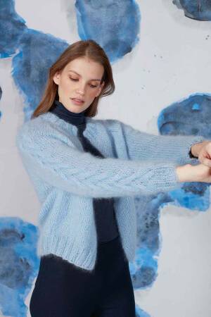 Strickset Jacke Lang Yarns MOHAIR LUXE LAMÉ mit Anleitung in garnwelt-Box