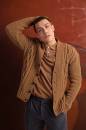 Knitting set Mens cardigan NOBLE CAMEL with knitting instructions in garnwelt box in size S-M