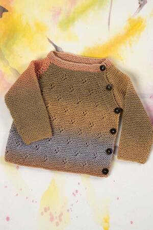 Strickset Wickelpullover Lang Yarns BABY COTTON COLOR mit Anleitung in garnwelt-Box