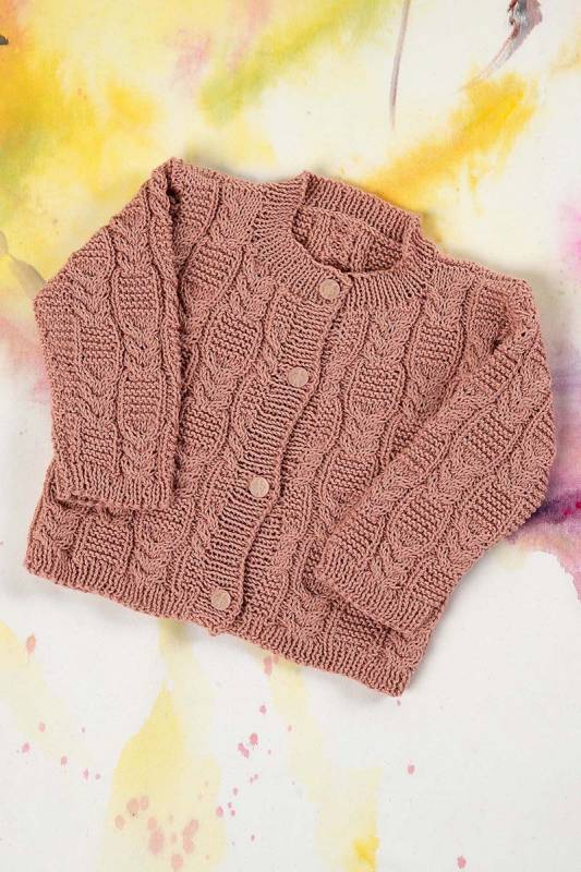 Knitting set Cardigan with cable pattern BABY COTTON with knitting instructions in garnwelt box in size 56