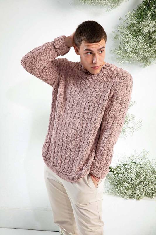 Knitting set Mens sweater SOFT COTTON with knitting instructions in garnwelt box