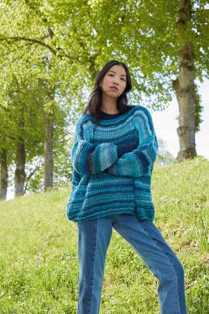 Strickset Damenpullover Lang Yarns CLOUD mit Anleitung in garnwelt-Box S-M