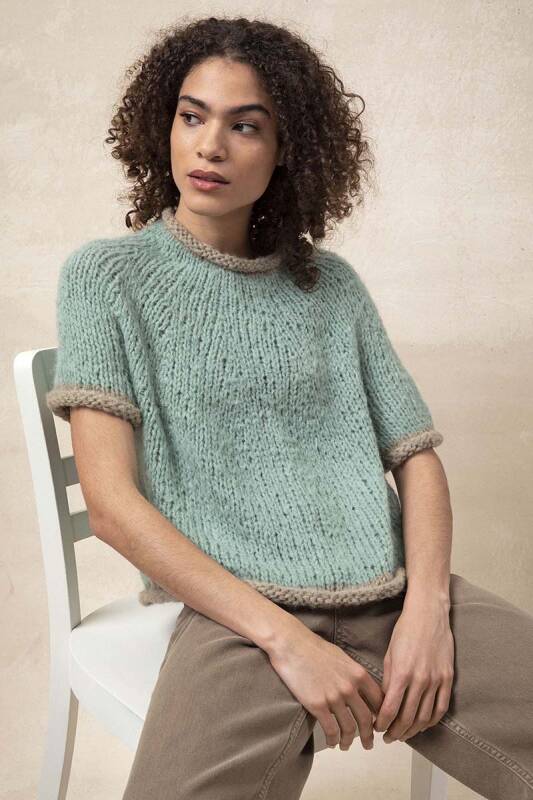 Strickset Kurzarm-Pullover Top Down Lang Yarns SURI ALPACA mit Anleit