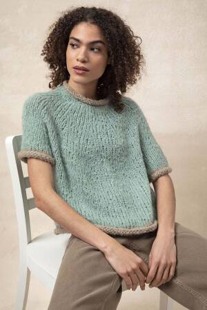 Strickset Kurzarm-Pullover Top Down Lang Yarns SURI ALPACA mit Anleitung in garnwelt-Box