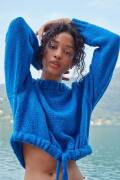 Strickset Sweater WADWOOLADDICTSHAPPINESS AQUAHOLIC mit...
