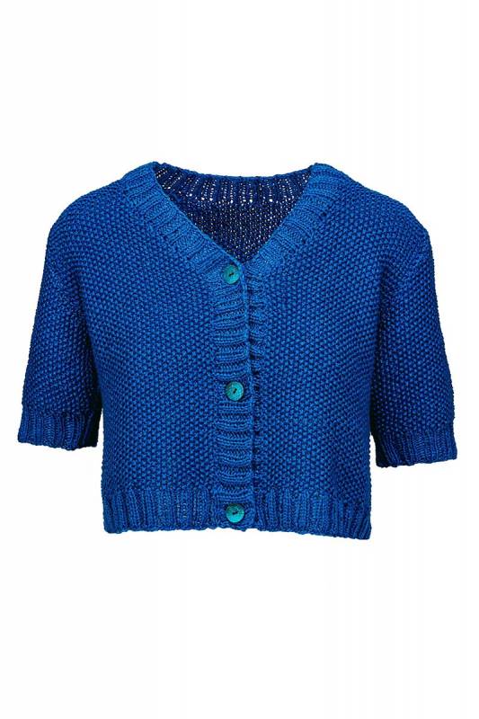 Knitting set Short-sleeved cardigan SUNSHINE with knitting instructions in garnwelt box in size S