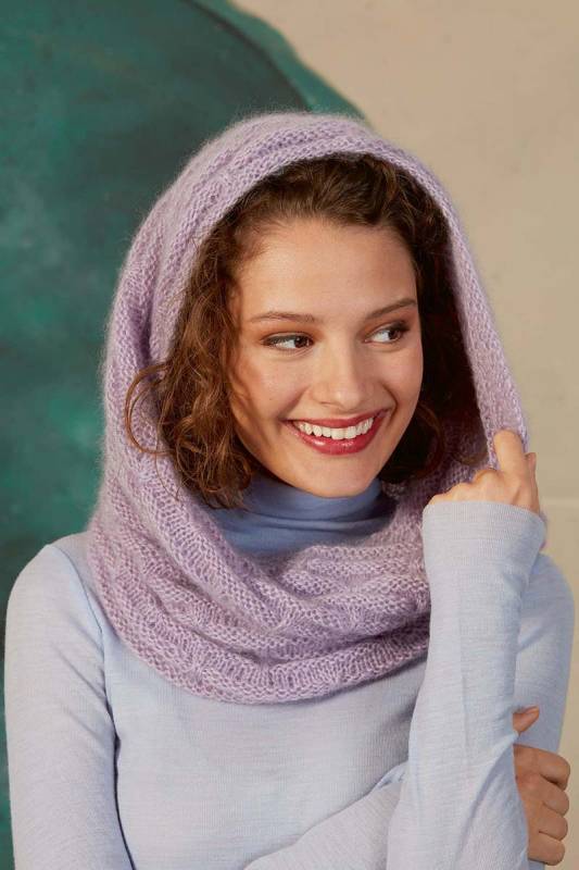 Knitting set Cowl MOHAIR 21 with knitting instructions in garnwelt box in size ca 80 x 40 cm