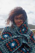 Knitting set Plaid POSEIDON with knitting instructions in...