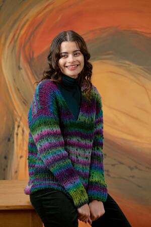 Strickset Kurzer Pullover Lang Yarns Cloud Tweed ANNA mit Anleitung in garnwelt-Box