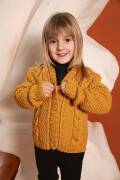 Strickset Cardigan mit Zöpfen Lang Yarns Poseidon VIOLA mit Anleitung in garnwelt-Box 104