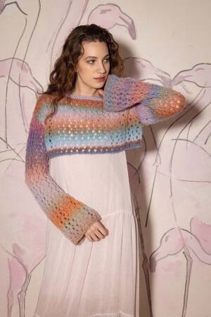 Strickset Kurzer Pullover Lang Yarns Orion TATIANA mit Anleitung in garnwelt-Box S-M