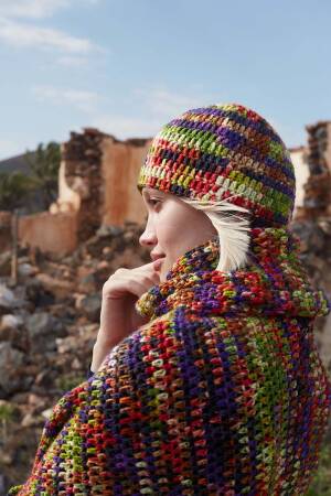 Strickset Gehäkelte Mütze Lang Yarns Move ply GOT MOVES mit Anleitung in garnwelt-Box