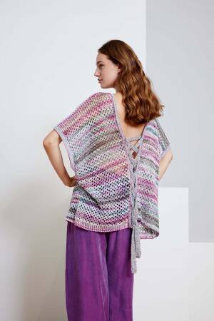 Strickset Pullover mit Schleife Lang Yarns Fiesta  Paillettes TEONA mit Anleitung in garnwelt-Box
