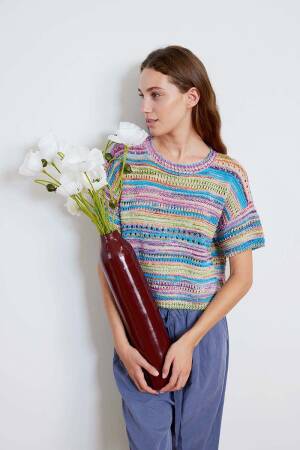 Strickset Kurzarmpullover Lang Yarns Fiesta FRIA mit Anleitung in garnwelt-Box S-M