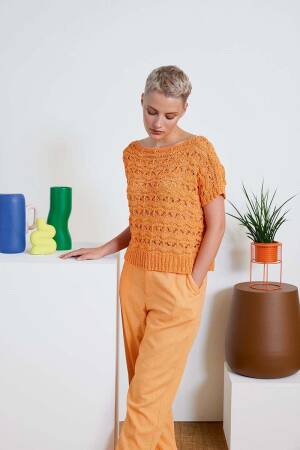 Strickset Kurzarmpullover Lang Yarns Lino ZENNA mit Anleitung in garnwelt-Box