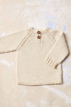 Strickset Pullover Top Down Lang Yarns Baby Cotton Naturally Colored RUNE mit Anleitung in garnwelt-Box 62