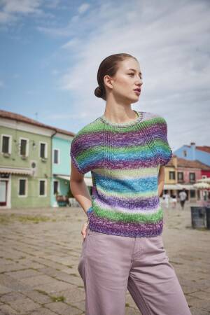 Ensemble de tricot Pull sans manches QUATTRO DÉGRADÉ avec instructions de tricotage dans une boîte garnwelt en taille S-M