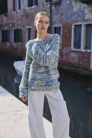 Ensemble de tricot Pullover Top Down LISBOA avec instructions de tricotage dans une boîte garnwelt en taille S-M
