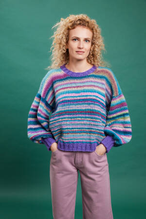 Ensemble de tricot Pullover en top-down PROMISE avec instructions de tricotage dans une boîte garnwelt en taille S-M