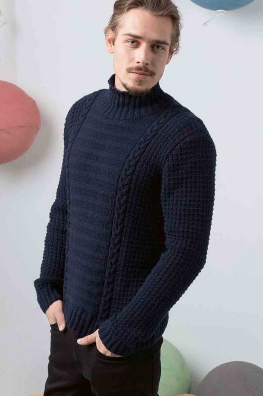 Herrenpullover - Lang Yarns Cashmere Cotton - Strickset mit Anleitung in garnwelt-Box