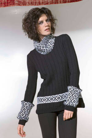 Strickset Pullover, Kragen und Armstulpen Lang Yarns MERINO  / ANGORA mit Anleitung in garnwelt-Box