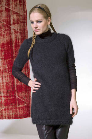 Knitting set Short sleeve dress MOHAIR LUXE LAME with knitting instructions in garnwelt box in size L