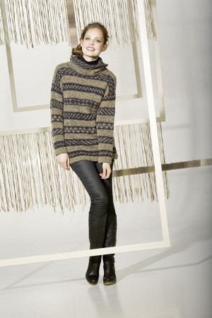 Strickset Jacquardpullover Lang Yarns MERINO  LACE / ALPACA SUPERLIGHT mit Anleitung in garnwelt-Box L