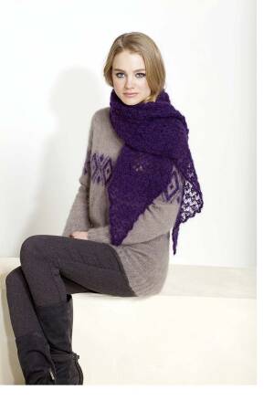 Knitting set Jacquard pullover MOHAIR LUXE with knitting instructions in garnwelt box in size S