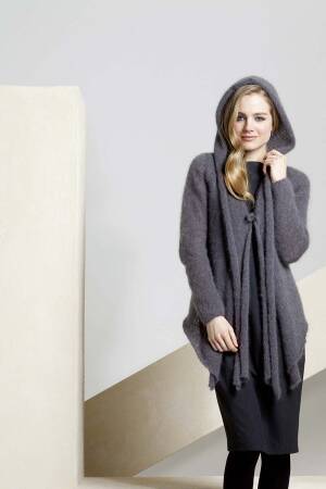 Strickset Jacke mit Kapuze Lang Yarns MOHAIR LUXE LAMÉ mit Anleitung in garnwelt-Box L